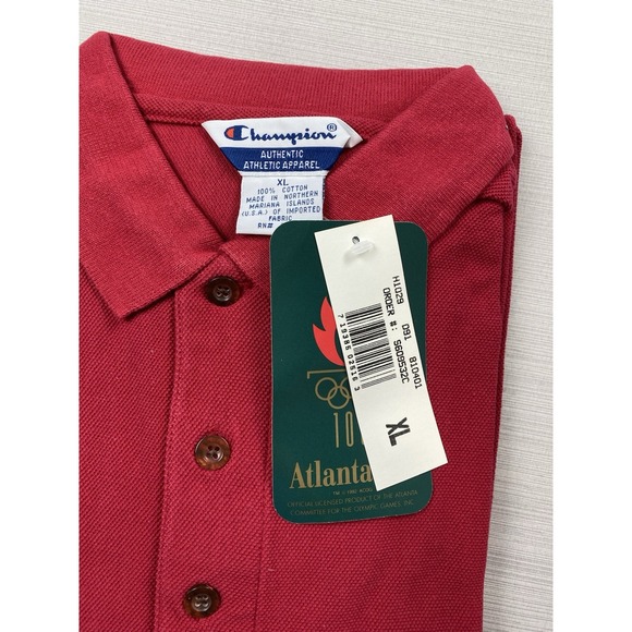 NWT Vintage Champion Shirt Men's Colorblock Polo Atlanta Olympics 1996‎ XL - Picture 3 of 9